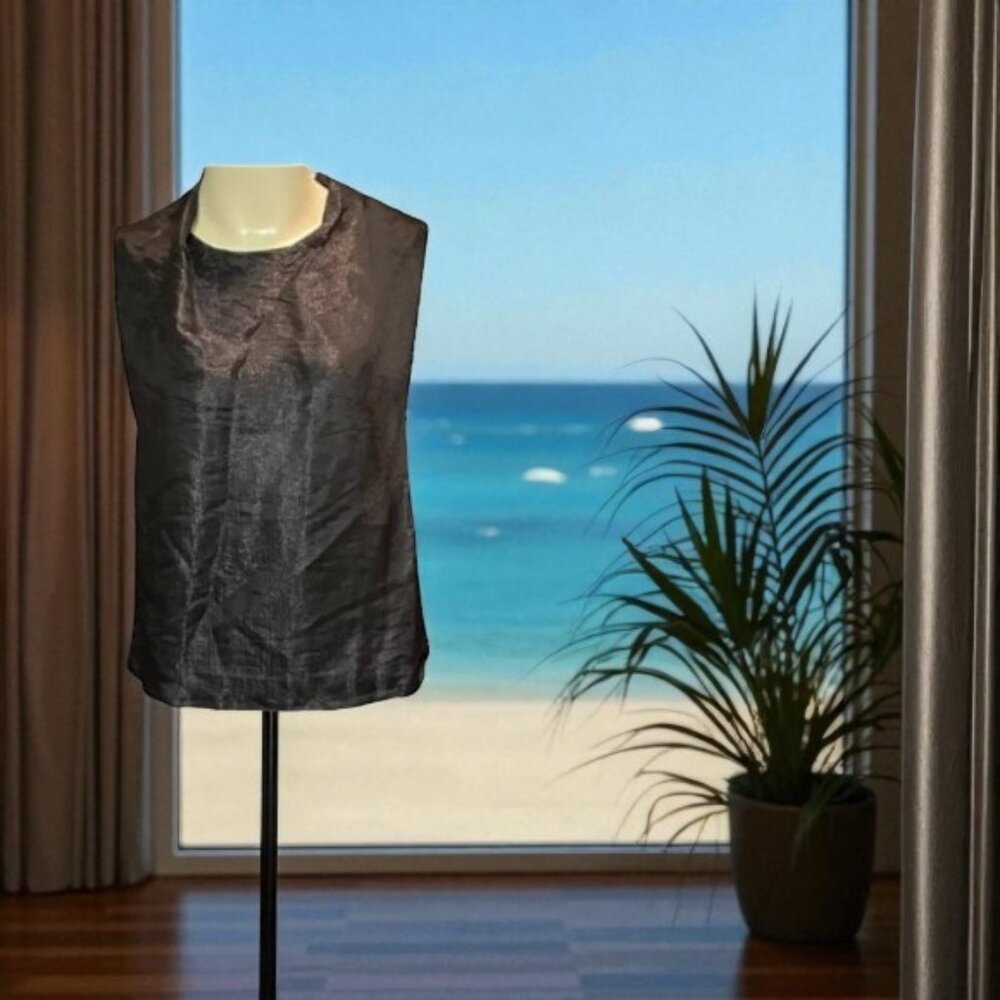 & Other Stories Iridescent Sheer Silk Organza Sleeveless Blouse